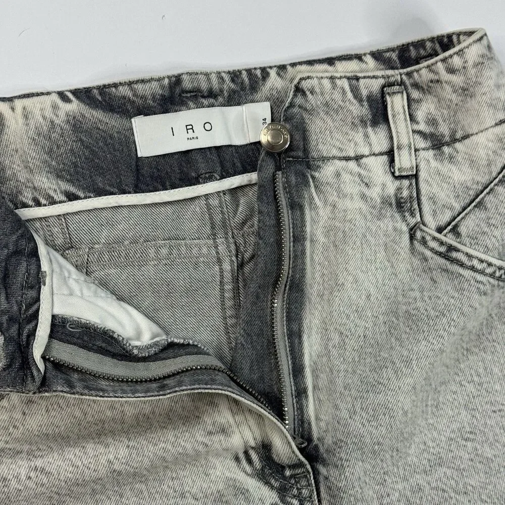 IRO Paris Womens Faded‎ Denim Shorts Dark Grey High Rise Loose Fit Size S (4) - Picture 5 of 8